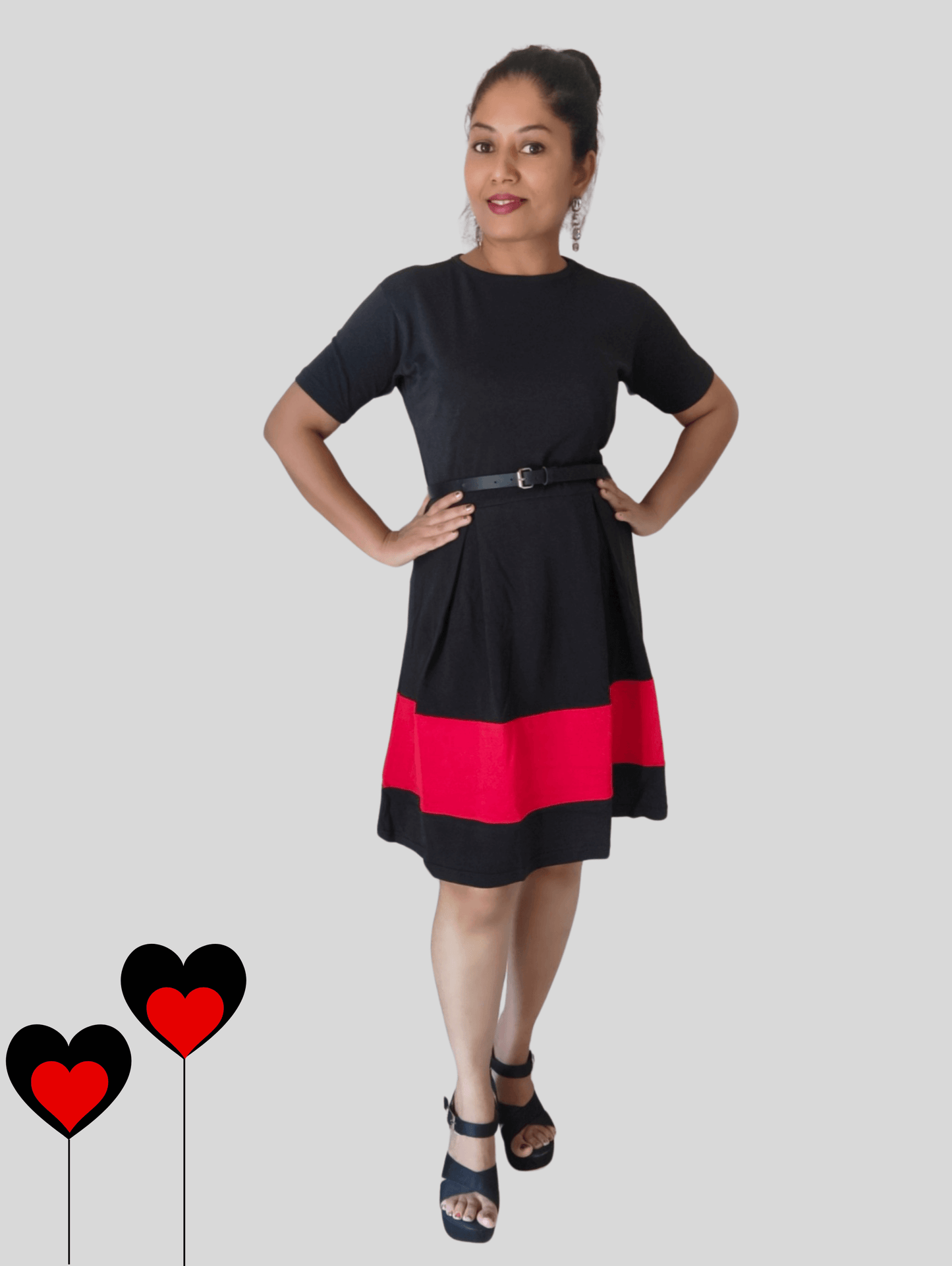 Black Red Midi Dress