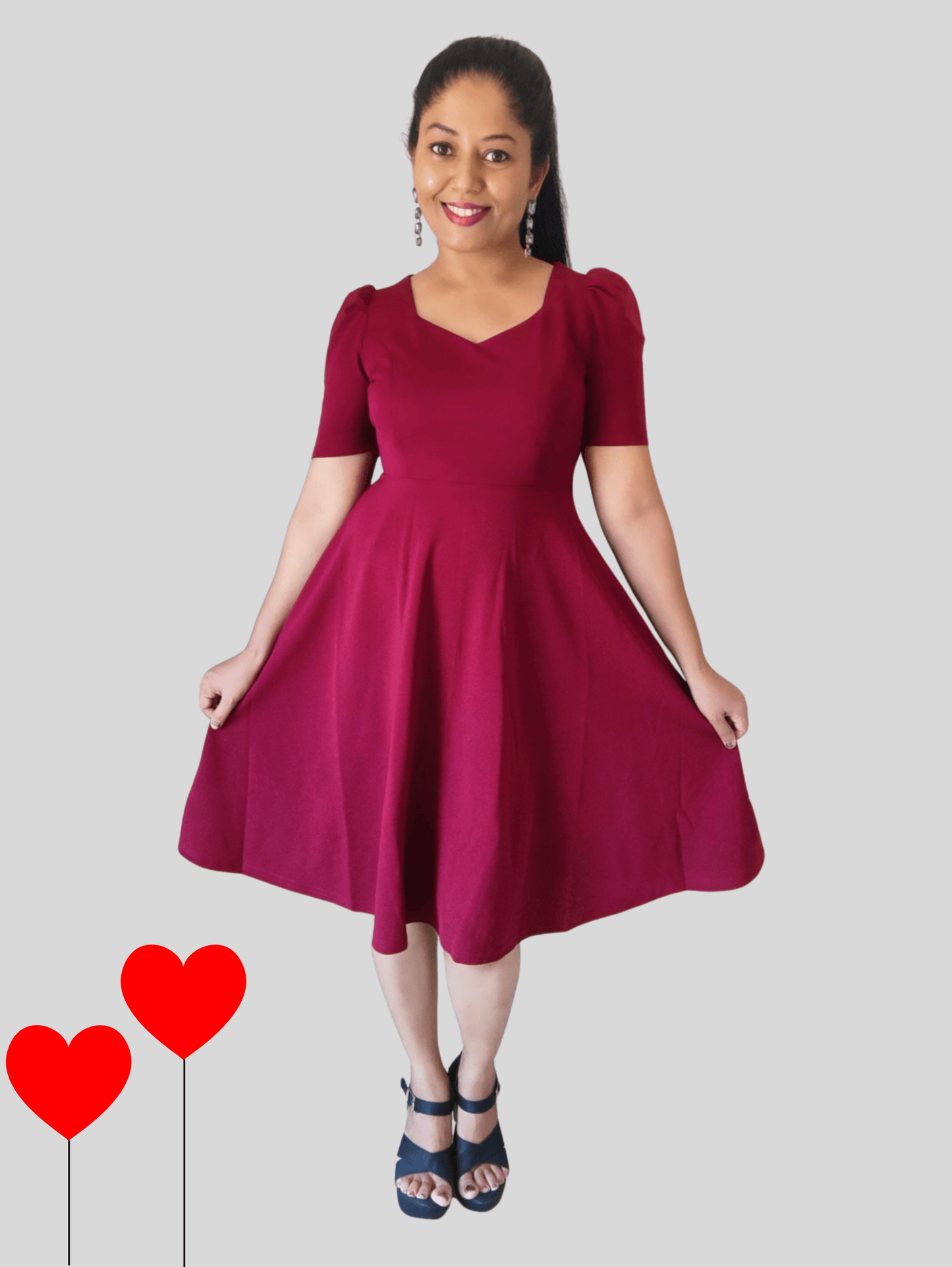 Maroon Elle Midi Dress