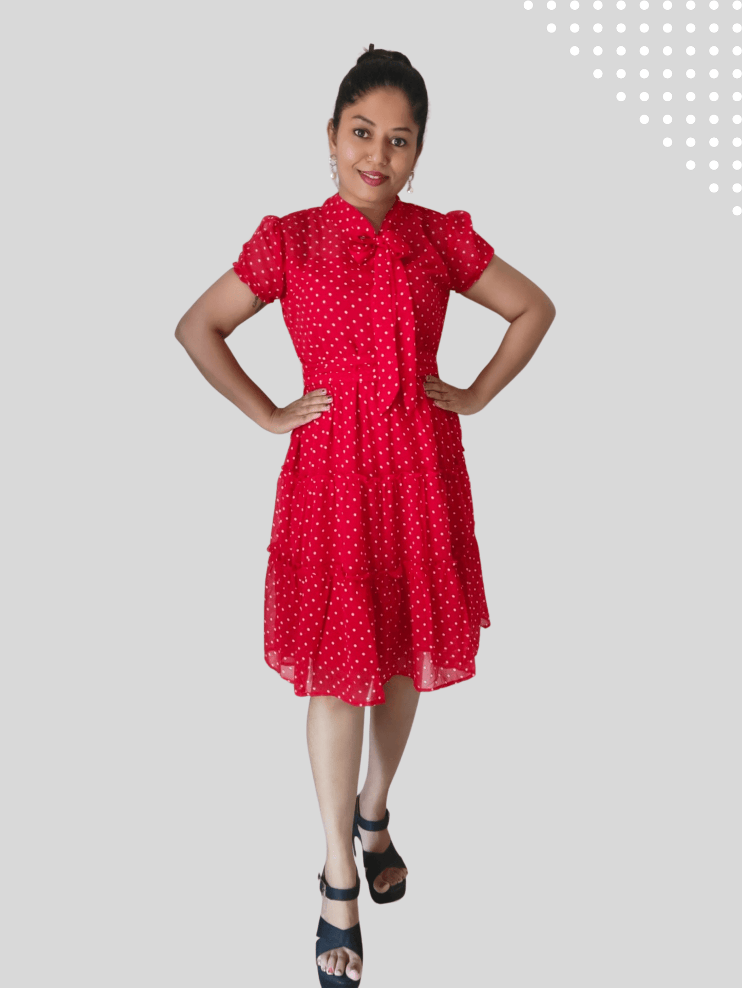 Red Polka Midi Dress