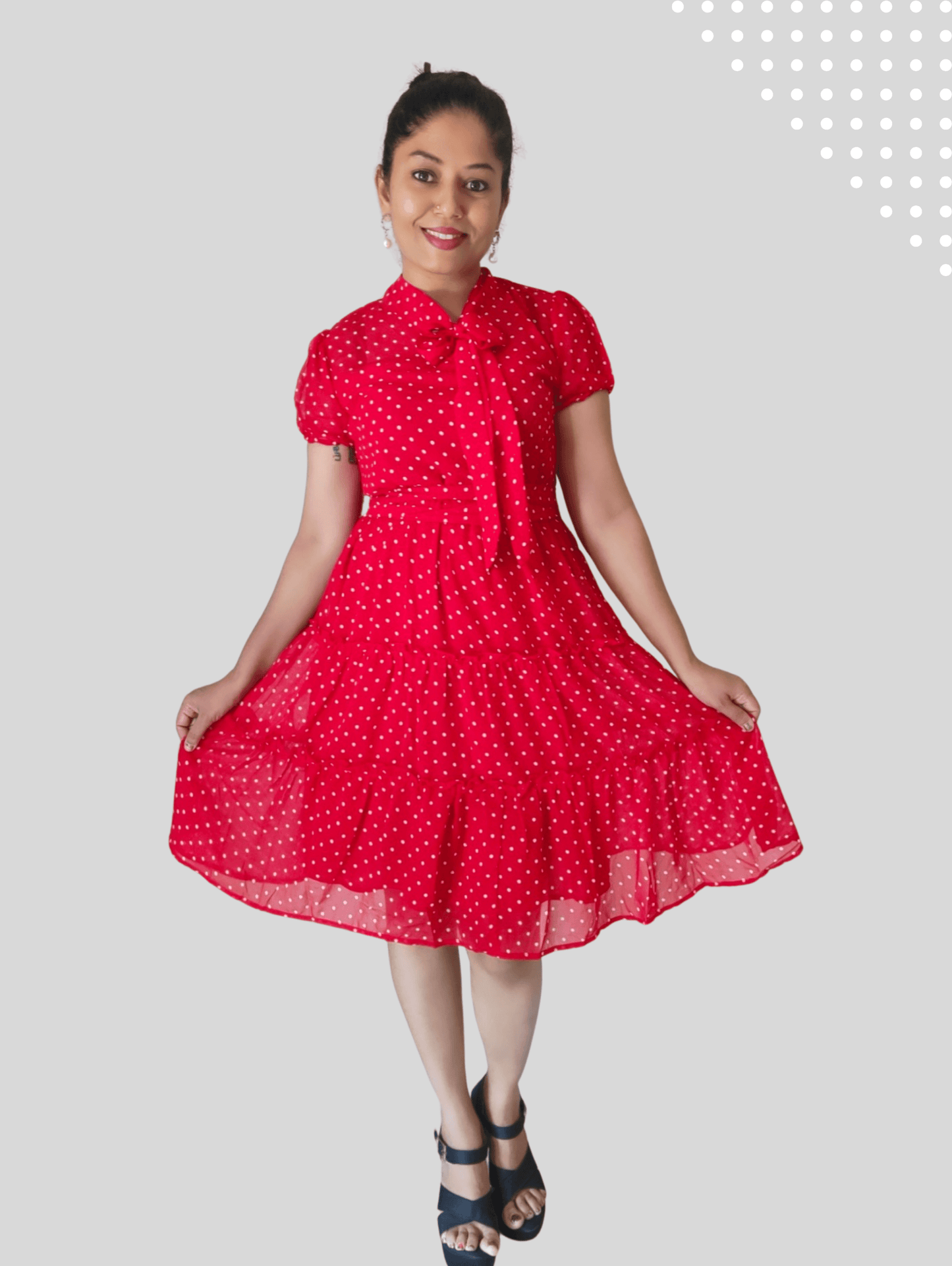 Red Polka Midi Dress