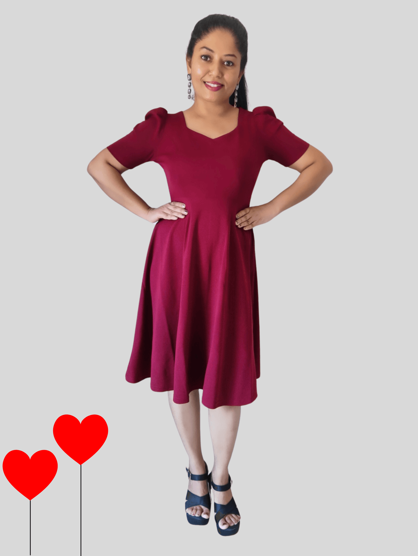 Maroon Elle Midi Dress