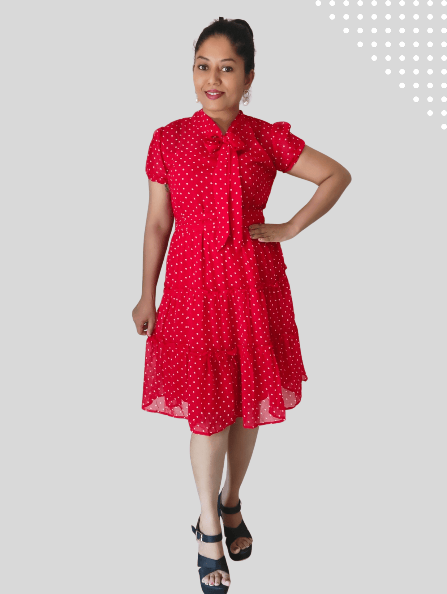 Red Polka Midi Dress