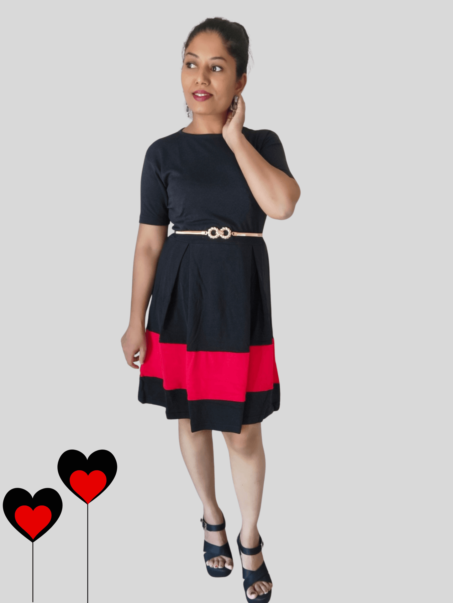 Black Red Midi Dress