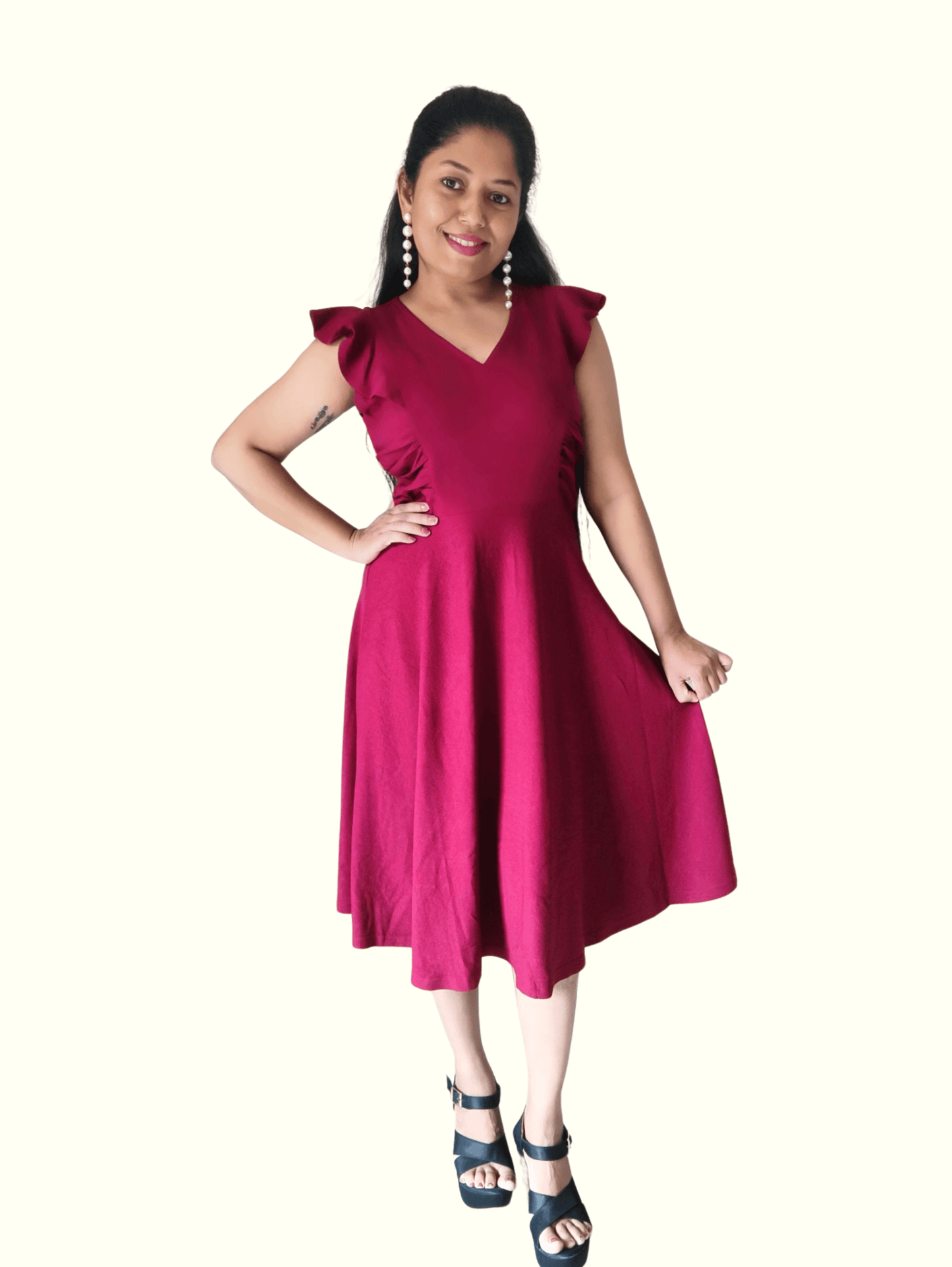 Maroon Kerry Midi Dress