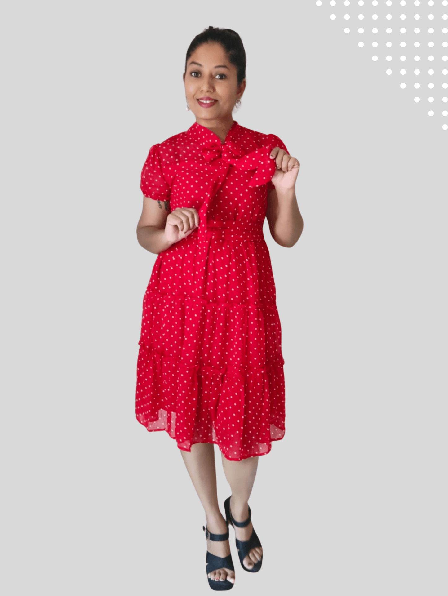 Red Polka Midi Dress