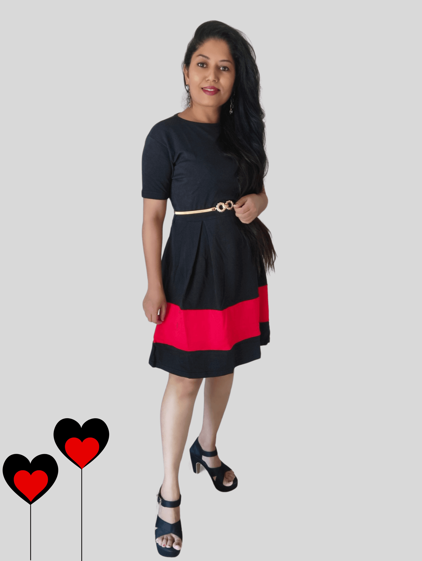 Black Red Midi Dress