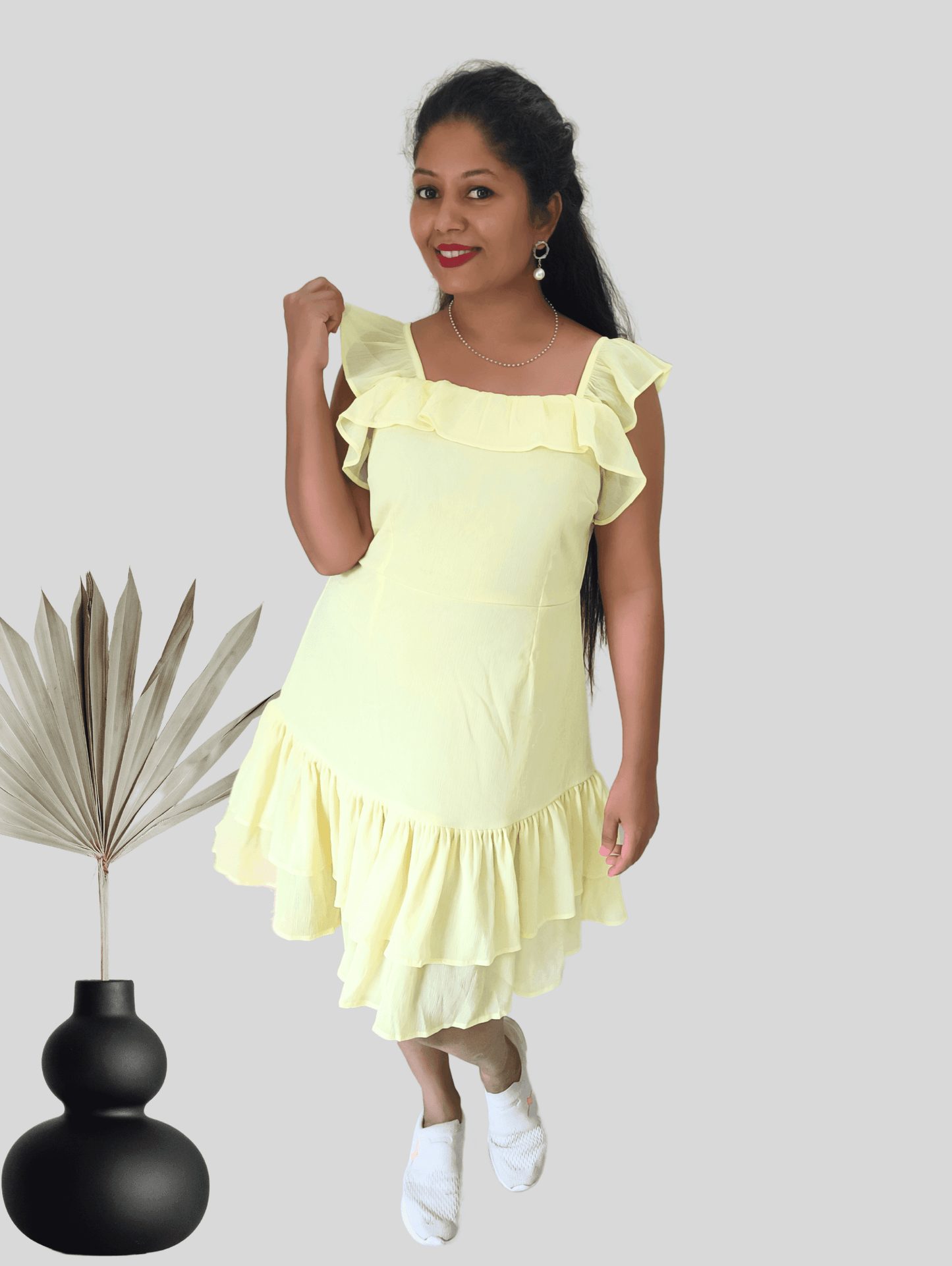 Yellow Rose Midi Dress