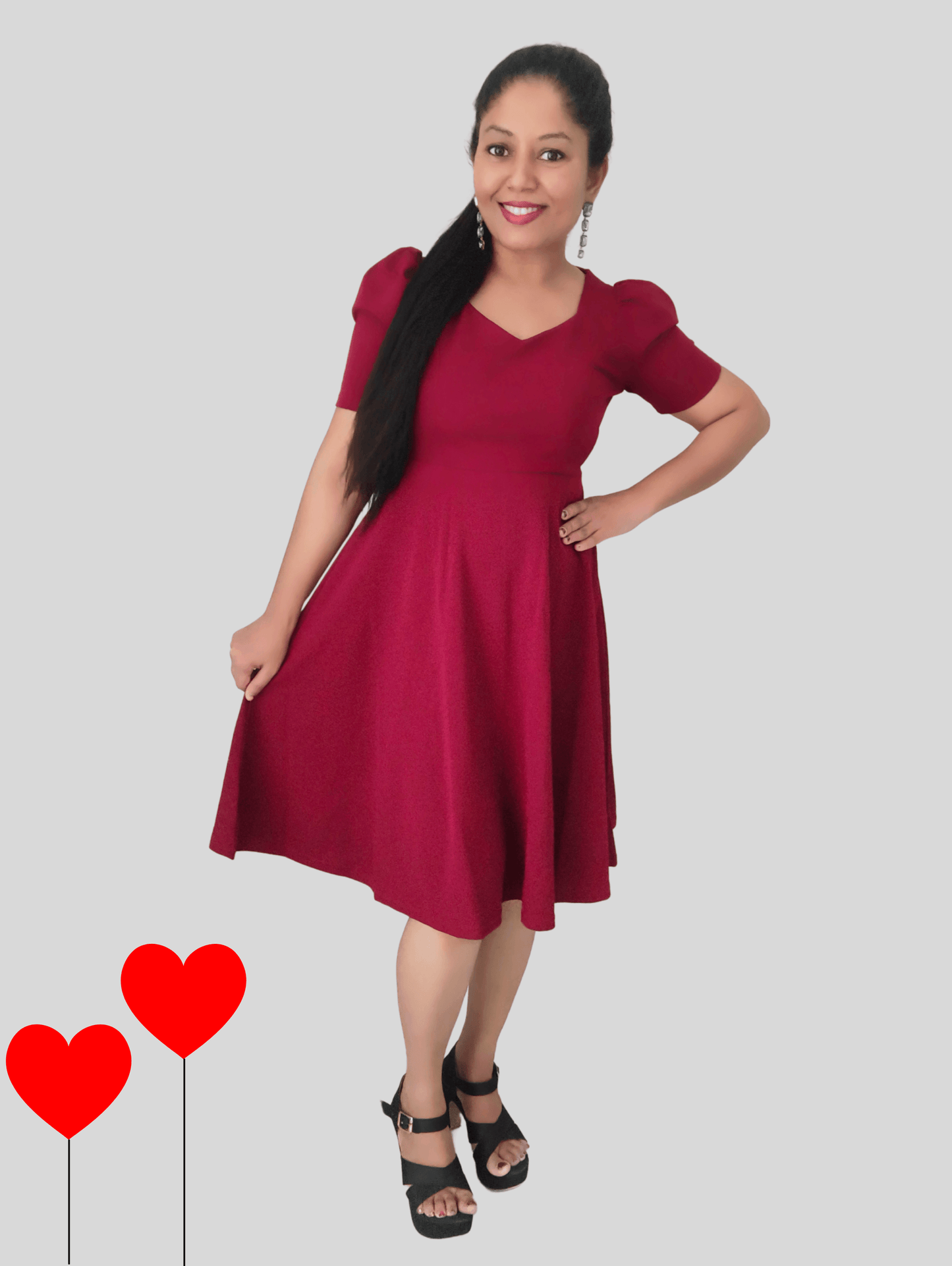 Maroon Elle Midi Dress