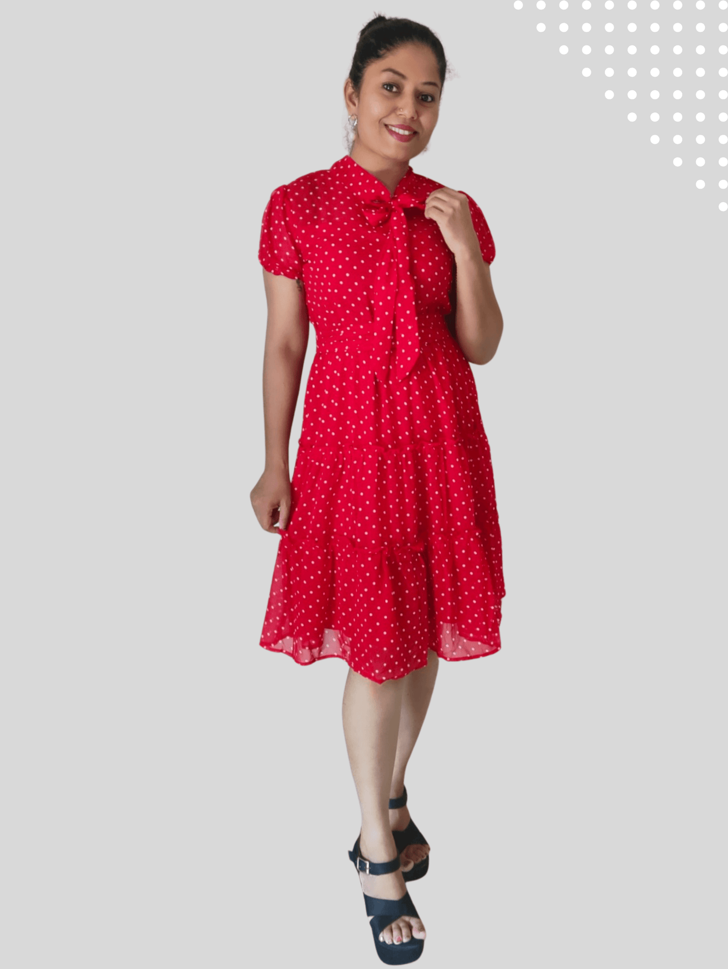 Red Polka Midi Dress