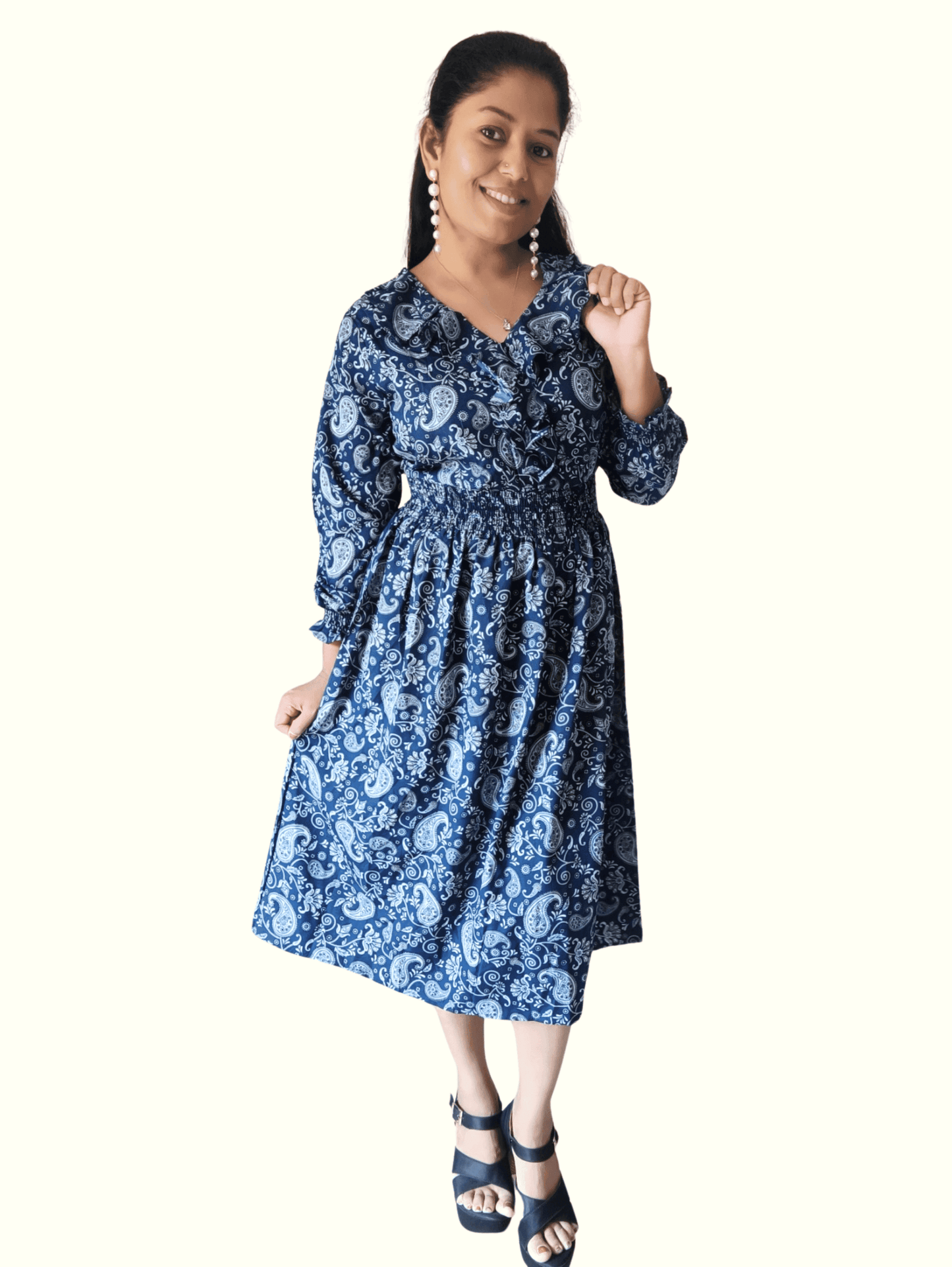 Blue Elisa Midi Dress