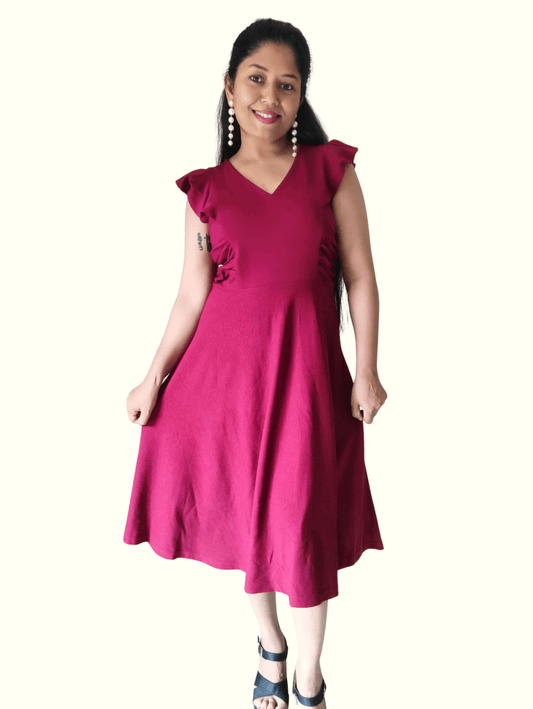 Maroon Kerry Midi Dress