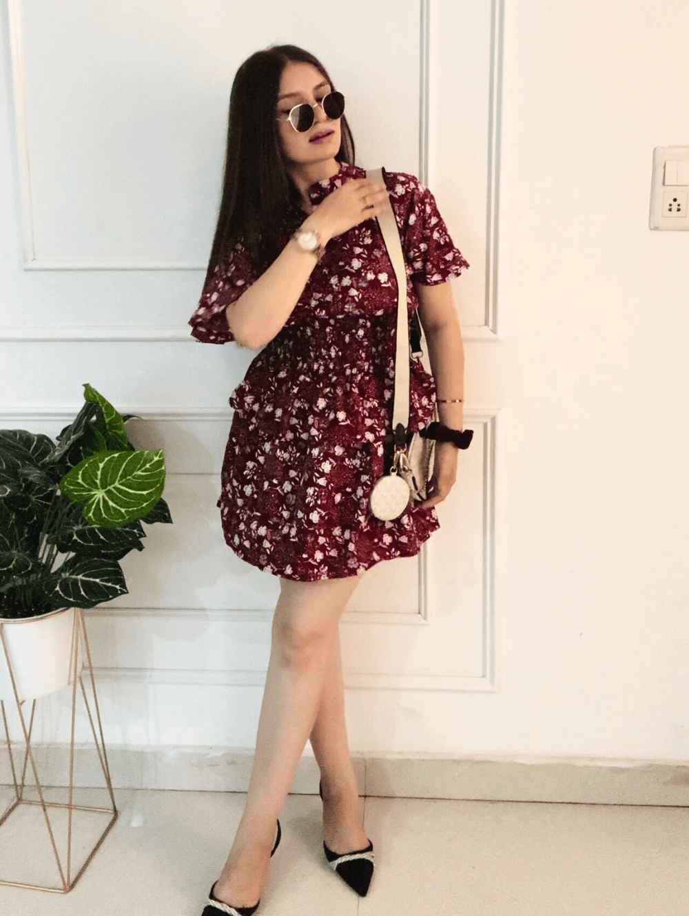 Maroon Nova Mini Dress