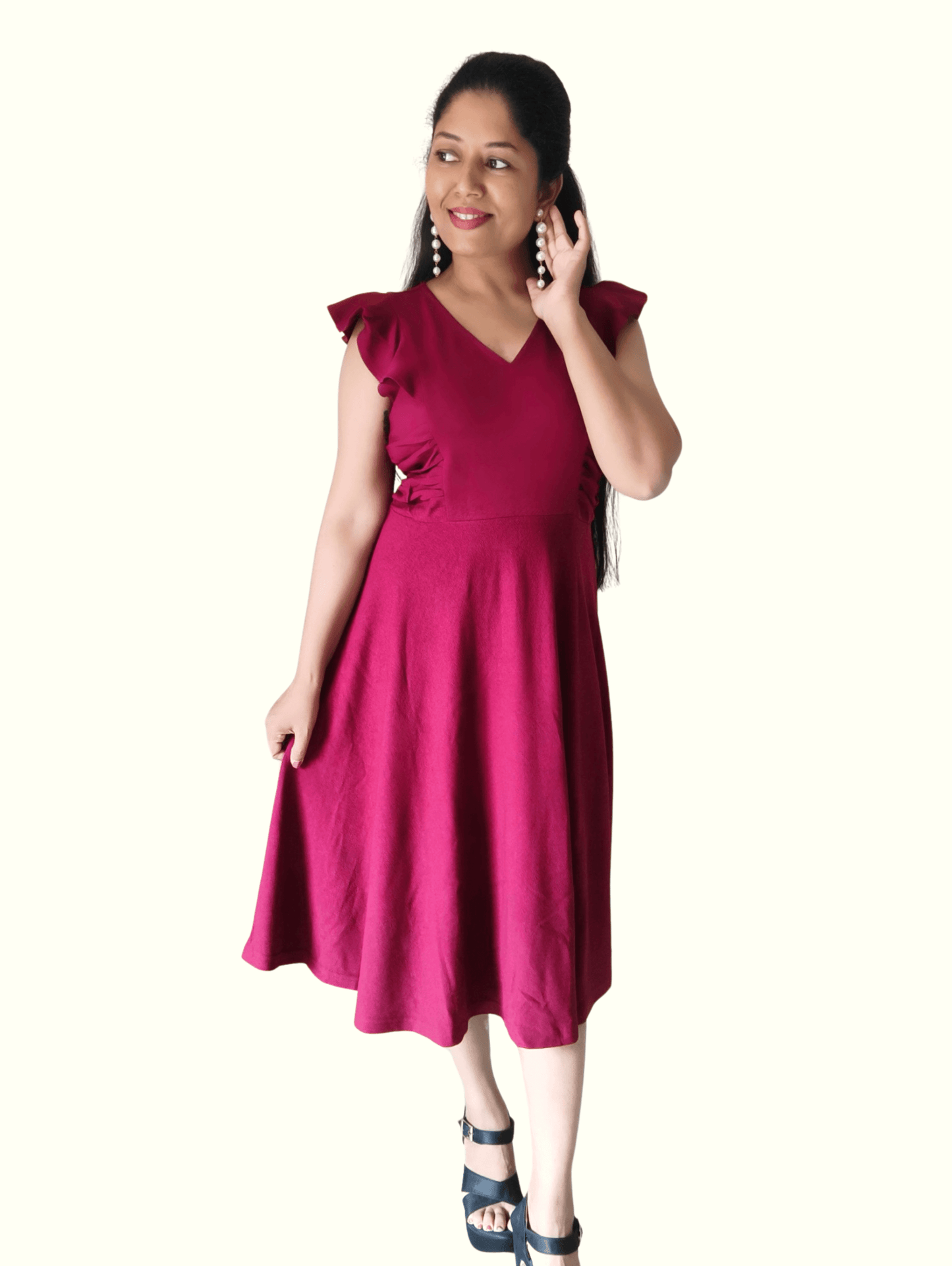 Maroon Kerry Midi Dress