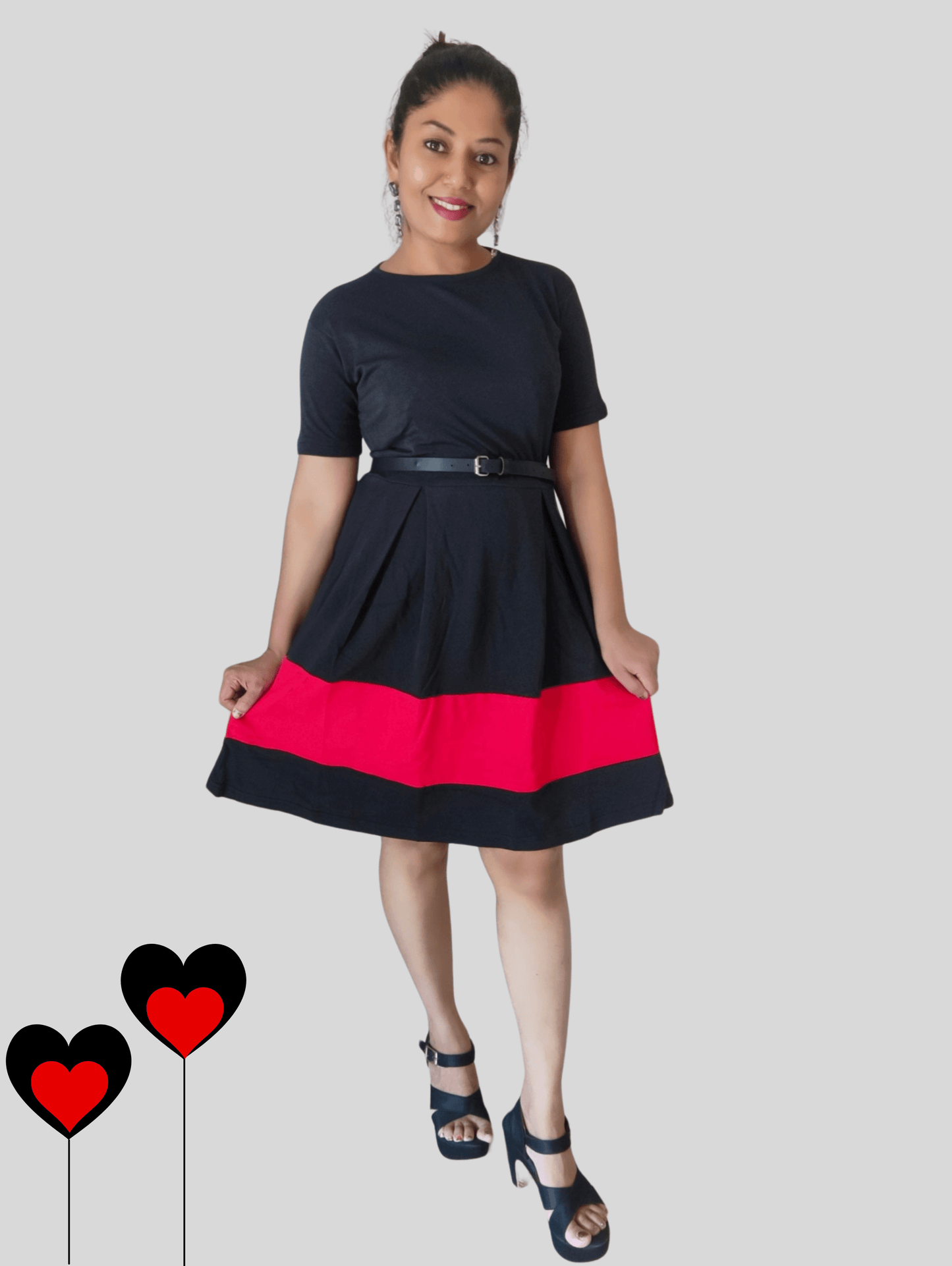 Black Red Midi Dress