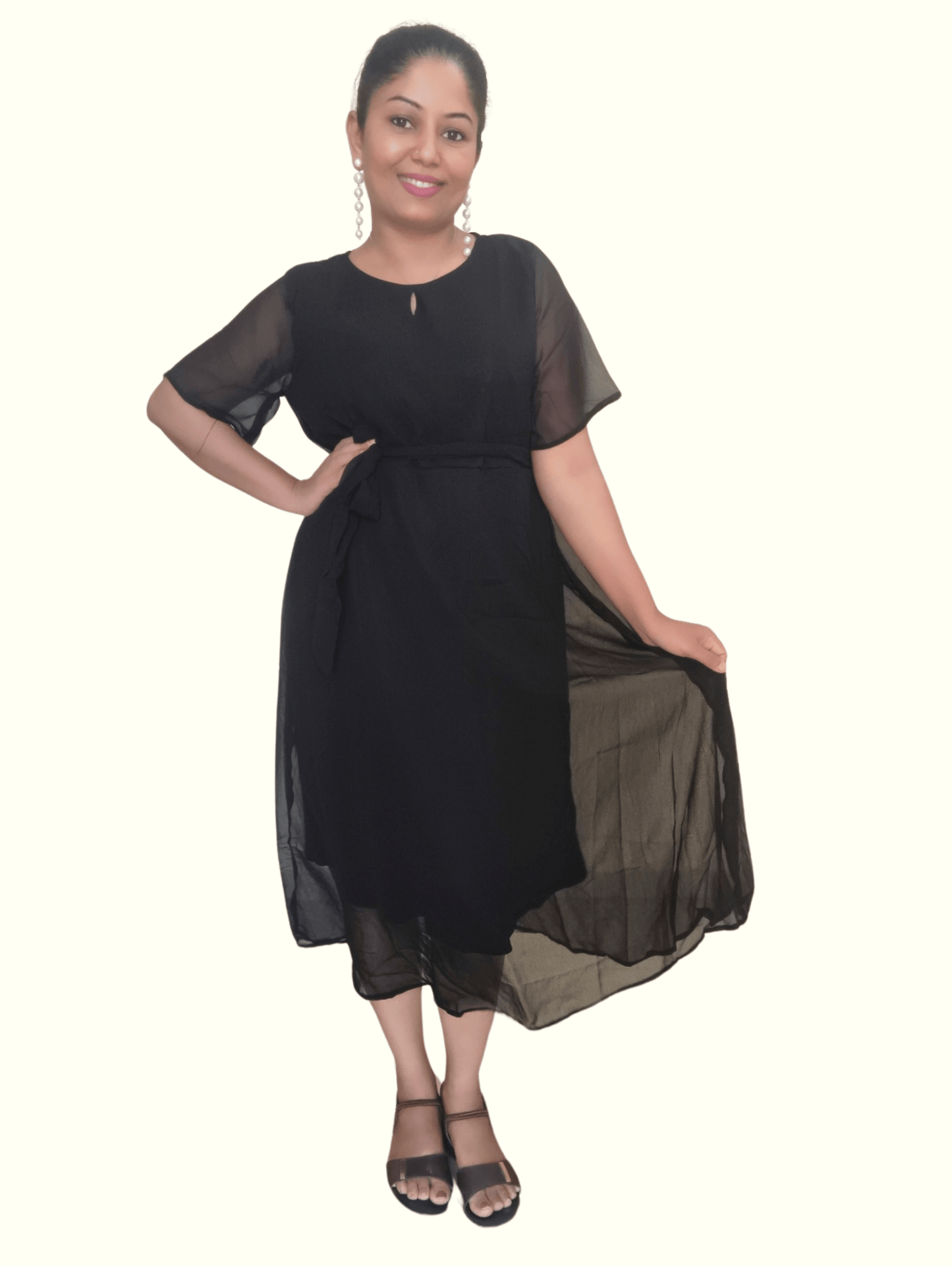 Black Lara Midi Dress