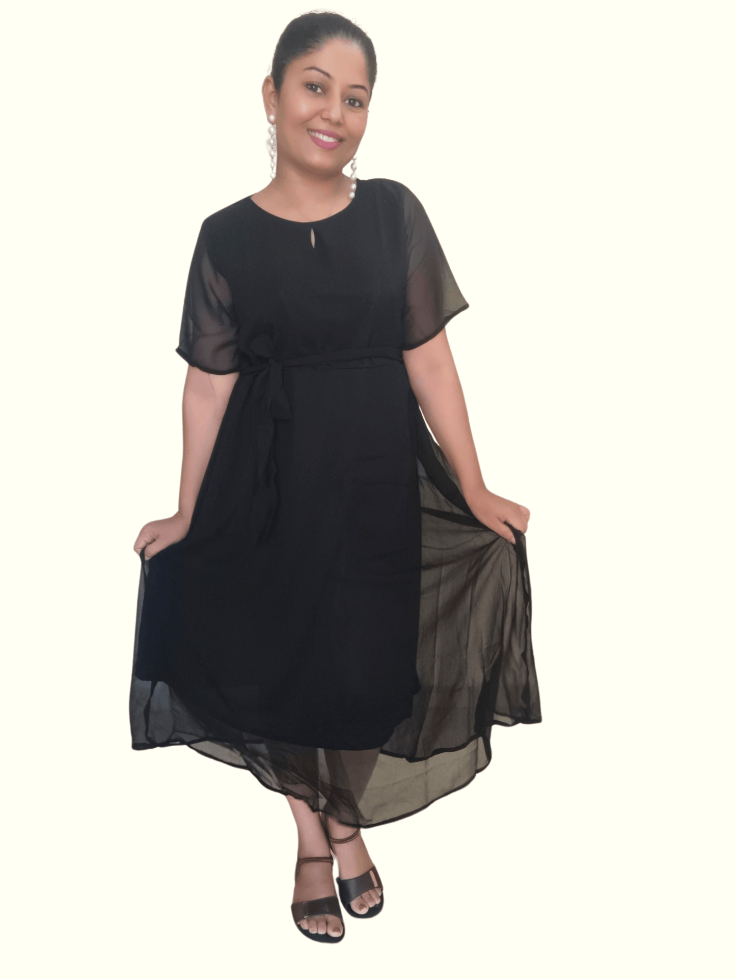 Black Lara Midi Dress