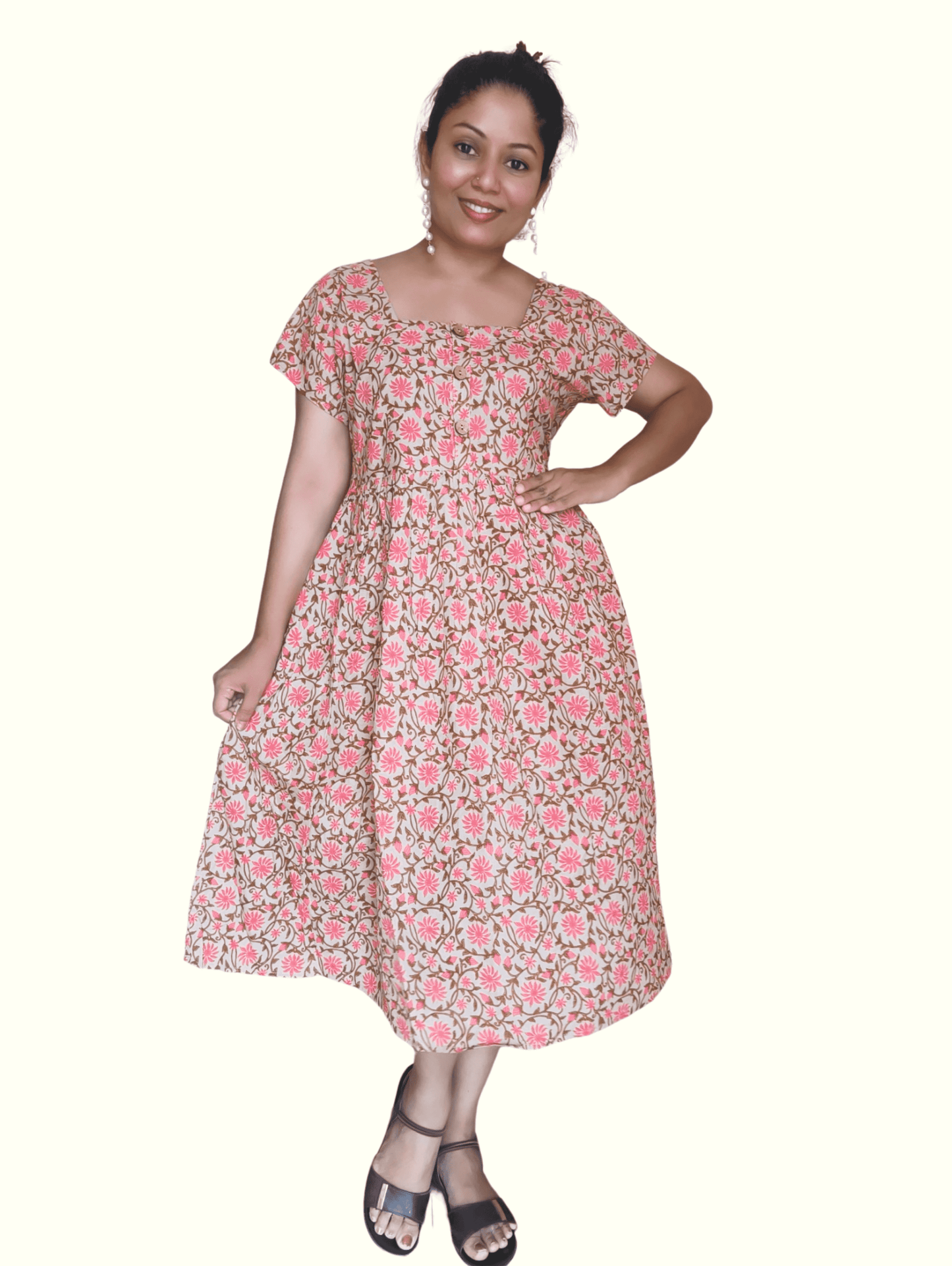 Coral Divya Midi Dress