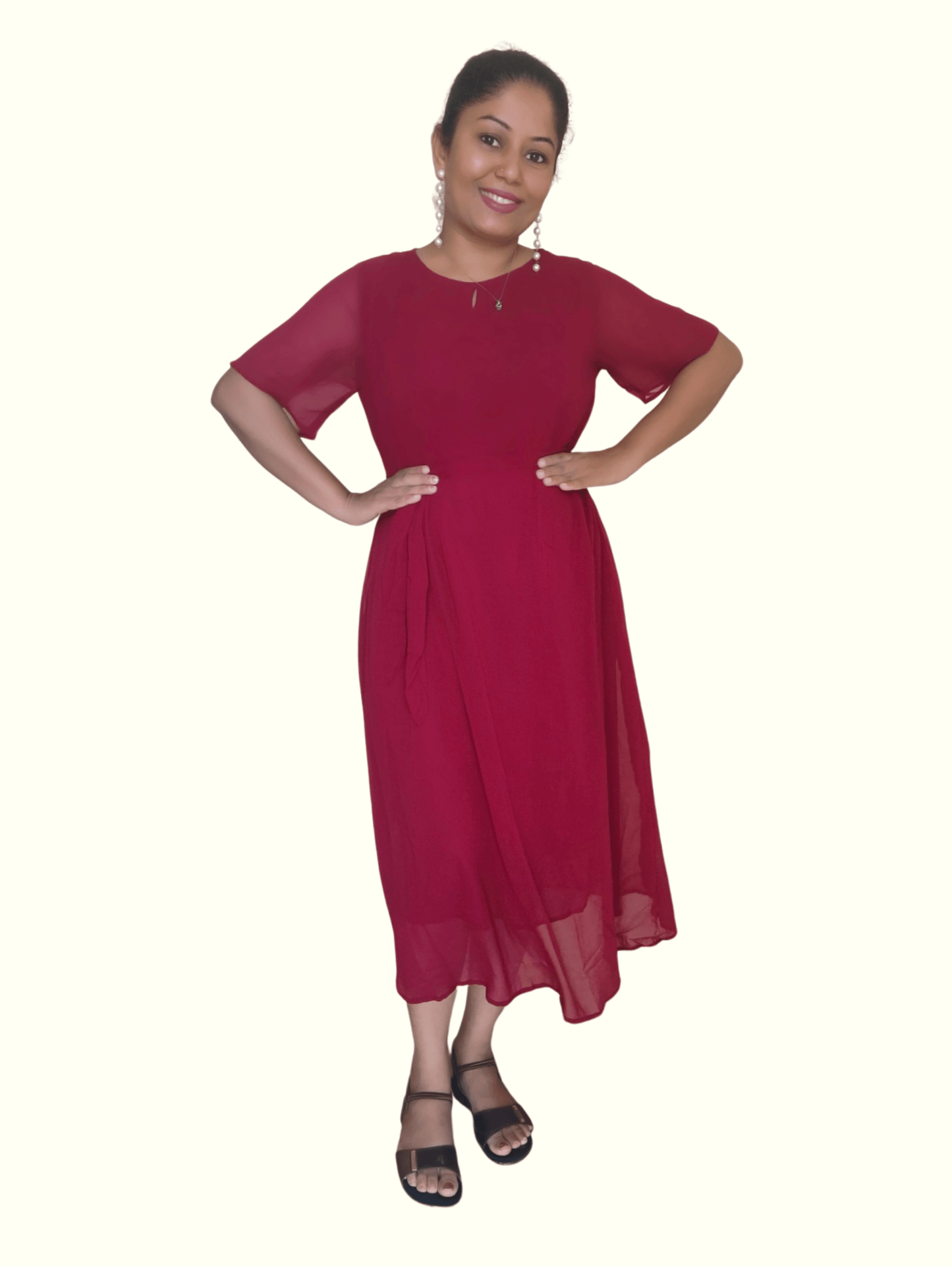 Maroon Lara Midi Dress