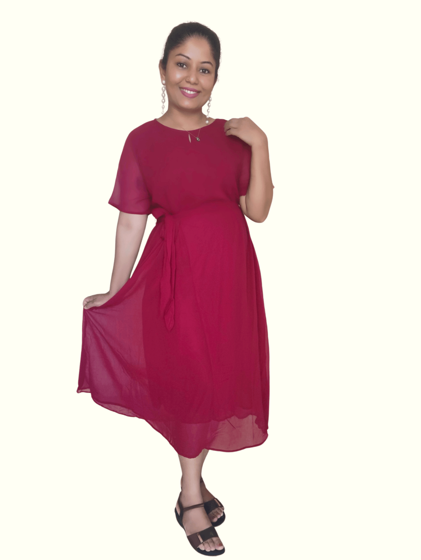 Maroon Lara Midi Dress