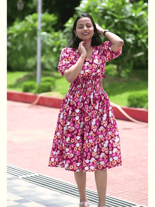 Maroon Elisa Midi Dress