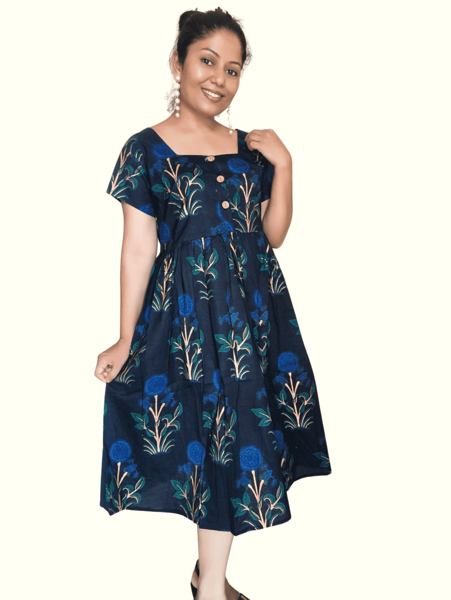 Navy Divya Midi Dress