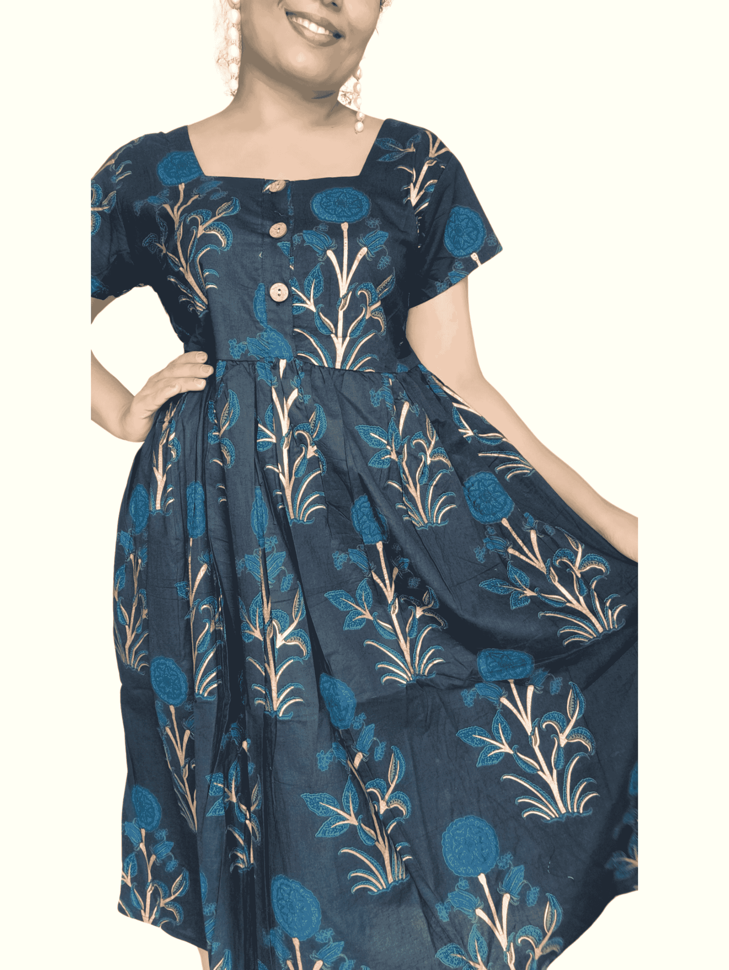 Navy Divya Midi Dress