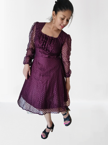 Plum Net Mini Dress