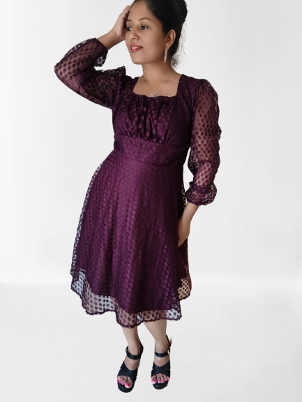 Plum Net Mini Dress