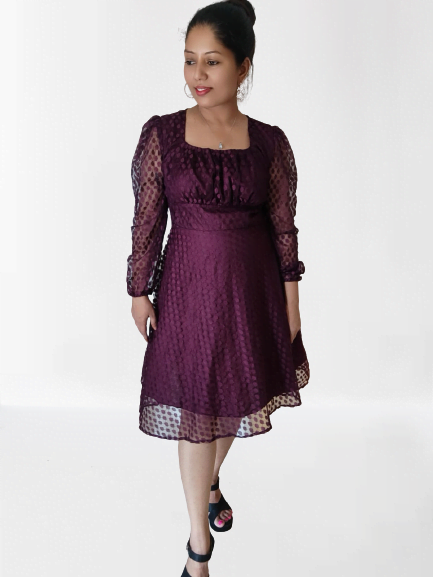 Plum Net Mini Dress