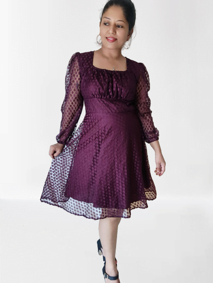 Plum Net Mini Dress