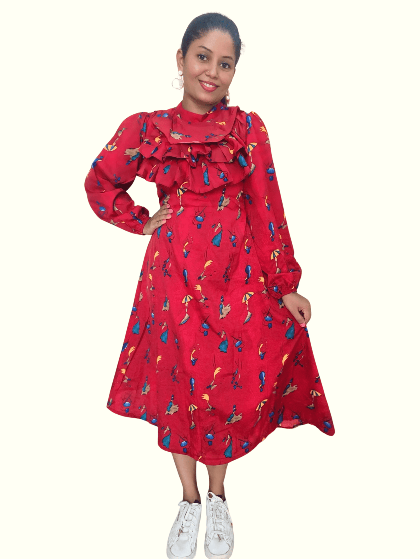 Red Raavi Midi Dress