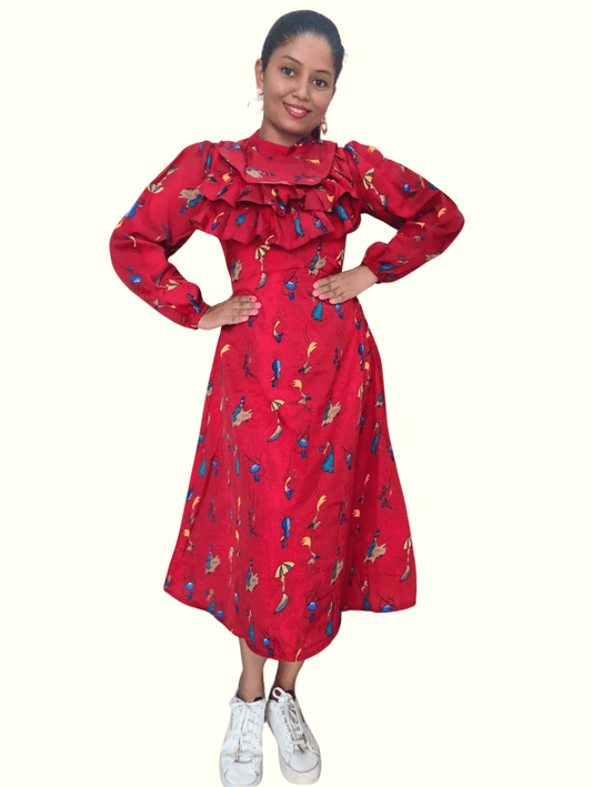 Red Raavi Midi Dress