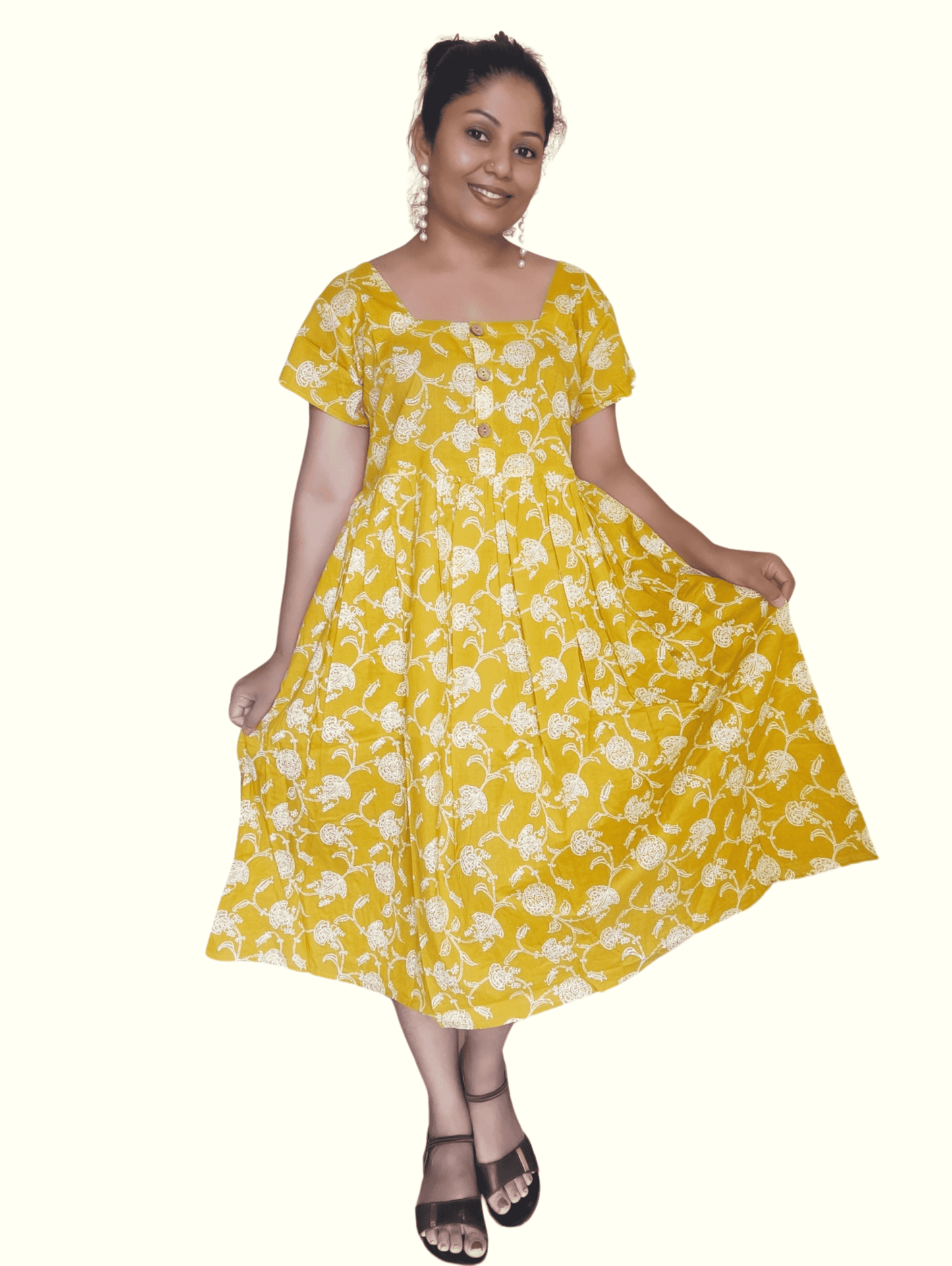 Yellow Divya Midi Dress